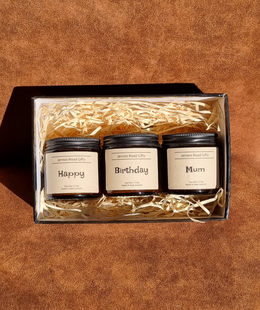 Trio small candle gift box by Jervois Road Gifts
